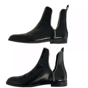 ZARA Cutout Studded Vegan Leather Ankle Booties